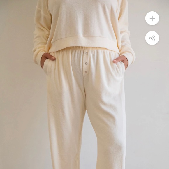 DONNI. Pants - DONNI Terri Henley pants and top in Cream